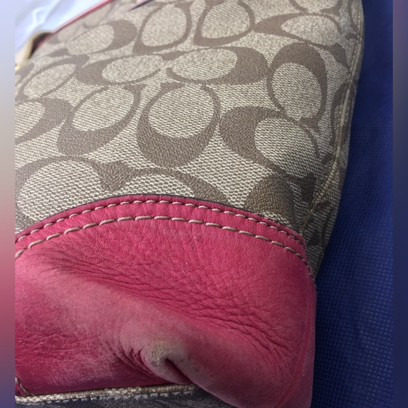 Coach Heritage Stripe Signature Tote Shoulder Bag 11350 Canvas Pink Stripe - Picture 15 of 16